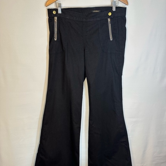 Seven 7 For All Mankind Black Denim Jean Wide Leg Bootcut Flared Zipper Size 30 - Picture 1 of 9
